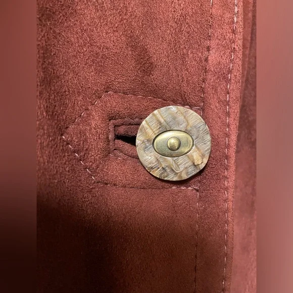 Like New Genuine Shearling leather long Coat medium fur suede sheepskin wool DM - Picture 10 of 11